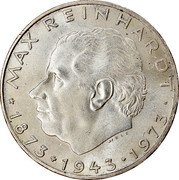 Austria 25 Schilling 100th Anniversary - Birth of Max Reinhardt Producer Theatrical manager 1973 KM# 2915 * MAX REINHARDT · 1873 + 1943 · 1973 coin reverse Austria 25 Schilling 100th Anniversary - Birth of Max Reinhardt Producer Theatrical manager 1973 KM# 2915 * MAX REINHARDT · 1873 + 1943 · 1973 coin reverse