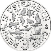 Austria 3 Euro Colorful Creatures - The Kingfisher 2017 Special Unc KM# 3264 REPUBLIK ÖSTERREICH 3 EURO coin obverse