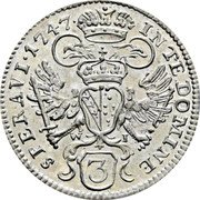 Austria 3 Kreuzer Franz I 1747 KM# 2011 IN TE DOMINE SPERAVI coin reverse Austria 3 Kreuzer Franz I 1747 KM# 2011 IN TE DOMINE SPERAVI coin reverse