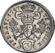 Austria 3 Kreuzer Franz I 1747 WI KM# 2012 IN TE DOMINE SPERAVI coin reverse Austria 3 Kreuzer Franz I 1747 WI KM# 2012 IN TE DOMINE SPERAVI coin reverse
