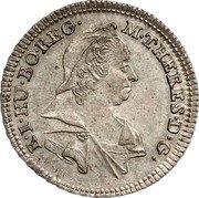 Austria 3 Kreuzer Maria Theresia 1777 C-A KM# 1996 M THERES D G R I HU BO REG coin obverse