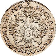 Austria 3 Kreuzer Franz II 1796 B KM# 2114 ARCH A D BVRG LOTH M D H coin reverse Austria 3 Kreuzer Franz II 1796 B KM# 2114 ARCH A D BVRG LOTH M D H coin reverse