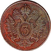 Austria 3 Kreuzer Franz II 1799 A KM# 2115.1 3 17 99 coin reverse Austria 3 Kreuzer Franz II 1799 A KM# 2115.1 3 17 99 coin reverse