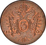 Austria 3 Kreuzer 1800 A KM# 2115.2 Holy Roman Empire Uniform Coinage 18 00 3 coin reverse Austria 3 Kreuzer 1800 A KM# 2115.2 Holy Roman Empire Uniform Coinage 18 00 3 coin reverse