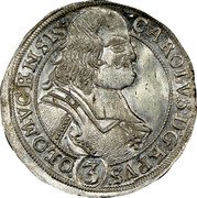 Austria 3 Kreuzer Karl II von Liechtenstein 1695 KM# 227.5 CAROLVS D G BPVS 3 OLOMVCHNSIS coin obverse Austria 3 Kreuzer Karl II von Liechtenstein 1695 KM# 227.5 CAROLVS D G BPVS 3 OLOMVCHNSIS coin obverse