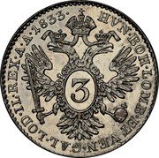 Austria 3 Kreuzer Franz I 1833 C KM# 2121 HVN·BOH·LOMB·ET·VEN·GAL·LOD·IL·REX·A·A·1833· coin reverse Austria 3 Kreuzer Franz I 1833 C KM# 2121 HVN·BOH·LOMB·ET·VEN·GAL·LOD·IL·REX·A·A·1833· coin reverse