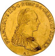Austria 4 Ducat Franz II 1803 A KM# 1887 FRANCISCVS II D G R IMP S A GERM HV BO REX A coin obverse Austria 4 Ducat Franz II 1803 A KM# 1887 FRANCISCVS II D G R IMP S A GERM HV BO REX A coin obverse