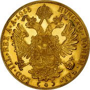 Austria 4 Ducat Franz Joseph I 1915 KM# 2276 HVNGAR BOHEM GAL LOD ILL REX A A 1915 ( 4 ) coin reverse Austria 4 Ducat Franz Joseph I 1915 KM# 2276 HVNGAR BOHEM GAL LOD ILL REX A A 1915 ( 4 ) coin reverse