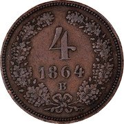 Austria 4 Kreuzer Franz Joseph I 1864 B KM# 2194 4 1861 A coin reverse Austria 4 Kreuzer Franz Joseph I 1864 B KM# 2194 4 1861 A coin reverse