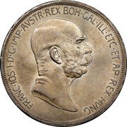 Austria 5 Corona 60th Anniversary of the Franz Joseph I's Reign 1908 KM# 2809 FRANC ∙ IOS ∙ I ∙ D ∙ G ∙ IMP ∙ AVSTR ∙ REX BOH ∙ GAL ∙ ILL ∙ ETC ∙ ET AP ∙ REX HVNG ∙ coin obverse Austria 5 Corona 60th Anniversary of the Franz Joseph I's Reign 1908 KM# 2809 FRANC ∙ IOS ∙ I ∙ D ∙ G ∙ IMP ∙ AVSTR ∙ REX BOH ∙ GAL ∙ ILL ∙ ETC ∙ ET AP ∙ REX HVNG ∙ coin obverse