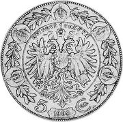 Austria 5 Corona Franz Joseph I 1909 KM# 2814 QVINQUE CORONÆ 5 1909 COR. coin reverse Austria 5 Corona Franz Joseph I 1909 KM# 2814 QVINQUE CORONÆ 5 1909 COR. coin reverse