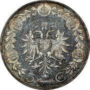 Austria 5 Corona Franz Joseph I 1909 KM# 2813 QUINQUE CORONAE 5 COR 1909 coin reverse Austria 5 Corona Franz Joseph I 1909 KM# 2813 QUINQUE CORONAE 5 COR 1909 coin reverse
