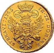 Austria 5 Ducat Franz I Vienna 1745 AS/IE KM# 1729 IN TE DOMINE SPERAVI IE coin reverse