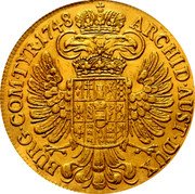 Austria 5 Ducat Maria Theresia 1748 KM# 1746 ARCHID AUST DUX BURG CO TYR coin reverse Austria 5 Ducat Maria Theresia 1748 KM# 1746 ARCHID AUST DUX BURG CO TYR coin reverse