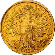 Austria 5 Ducat Maria Theresia Vienna 1777 IC-FA KM# 1757 ARCHID AUST DUX (5) BURG CO TYR 1777 I C F A coin reverse Austria 5 Ducat Maria Theresia Vienna 1777 IC-FA KM# 1757 ARCHID AUST DUX (5) BURG CO TYR 1777 I C F A coin reverse