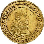 Austria 5 Ducat Karl the Posthumous 1614 KM# 15 • CAROL ° D : G : ARCH : AVST : DVX • BVRG : COM : TIROL coin obverse Austria 5 Ducat Karl the Posthumous 1614 KM# 15 • CAROL ° D : G : ARCH : AVST : DVX • BVRG : COM : TIROL coin obverse