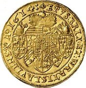 Austria 5 Ducat Karl the Posthumous 1614 KM# 15 * EPVS : BRIX : ET : WRATISLAVIENS : Aº 1614 coin reverse Austria 5 Ducat Karl the Posthumous 1614 KM# 15 * EPVS : BRIX : ET : WRATISLAVIENS : Aº 1614 coin reverse