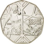 Austria 5 Euro 100 Years Skisport 2005 KM# 3117 100 JAHRE SKISPORT 1 AUSTRIA 2005 coin reverse