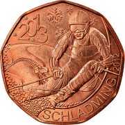 Austria 5 Euro 2013 World Cup Skiing 2012 KM# 3215 2013 SCHLADMING 2012 coin reverse