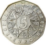 Austria 5 Euro 850 Years city Mariazell in Styria 2007 KM# 3145 850 JAHRE MARIAZELL 1157 2007 coin reverse