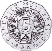Austria 5 Euro Durer's Young Hare 2016 Special Unc KM# 3251a REPUBLIK ÖSTERREICH 5 · EURO · coin obverse