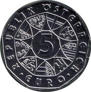 Austria 5 Euro 2013 World Cup Skiing 2012 Special Unc KM# 3215a 5 EURO REPUBLIK ÖSTERREICH coin obverse