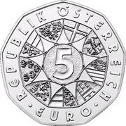 Austria 5 Euro Land of Water 2013 Special Unc KM# 3222a 5 EURO REPUBLIK ÖSTERREICH coin obverse