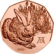 Austria 5 Euro Durer's Young Hare 2016 KM# 3251 AD 2016 coin reverse
