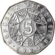 Austria 5 Euro Enlargement of European Union) 2004 KM# 3122 5 EURO REPUBLIK ÖSTERREICH coin obverse