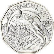 Austria 5 Euro Winter Olympic Ski Jumper 2010 KM# 3193 WINTERSPIELE 2010 coin reverse