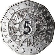 Austria 5 Euro Winter Olympic Snowboarding 2010 Special Unc KM# 3192 5 EURO REPUBLIK ÖSTERREICH coin obverse