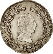 Austria 5 Kreuzer Franz I 1815 A KM# 2122 FRANCISCUS I:D:G: AUST:IMPERATOR· coin obverse Austria 5 Kreuzer Franz I 1815 A KM# 2122 FRANCISCUS I:D:G: AUST:IMPERATOR· coin obverse
