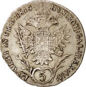 Austria 5 Kreuzer Franz I 1815 A KM# 2122 HUN:BOH:GAL:REX:A:A LO WI ET IN FR D 1815 coin reverse Austria 5 Kreuzer Franz I 1815 A KM# 2122 HUN:BOH:GAL:REX:A:A LO WI ET IN FR D 1815 coin reverse