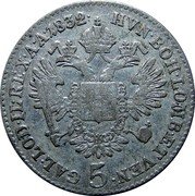 Austria 5 Kreuzer (Franz I) KM# 2126 HVN. BOH. LOMB. ET VEN. GAL. LOD. IL. REX. A. A. coin reverse Austria 5 Kreuzer (Franz I) KM# 2126 HVN. BOH. LOMB. ET VEN. GAL. LOD. IL. REX. A. A. coin reverse