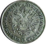 Austria 5 Kreuzer (Ferdinand I) KM# 2195 GAL.LOD.IL.REX.A.A.1836.HVNG.BOH.LOMB.ET VEN. 5 coin reverse Austria 5 Kreuzer (Ferdinand I) KM# 2195 GAL.LOD.IL.REX.A.A.1836.HVNG.BOH.LOMB.ET VEN. 5 coin reverse