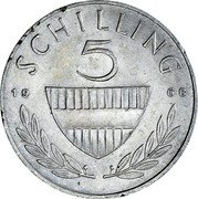 Austria 5 Schilling Rider 1968 KM# 2889 SCHILLING 5 19 65 coin reverse Austria 5 Schilling Rider 1968 KM# 2889 SCHILLING 5 19 65 coin reverse