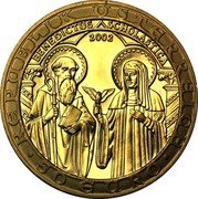 Austria 50 Euro Orden und die Welt 2002 Proof KM# 3090 REPUBLIK ÖSTERREICH BENEDICTUS SCHOLASTICA 50 EURO coin obverse