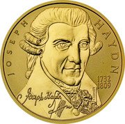 Austria 50 Euro Joseph Haydn 2004 Proof KM# 3110 JOSEPH HAYDN 1732 1809 JOSEF HAYDN coin reverse Austria 50 Euro Joseph Haydn 2004 Proof KM# 3110 JOSEPH HAYDN 1732 1809 JOSEF HAYDN coin reverse