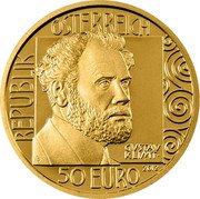 Austria 50 Euro Adele Bloch-Bauer 2012 Proof KM# 3213 REPUBLIK ÖSTERREICH GUSTAV KLIMT 50 EURO 2012 coin obverse