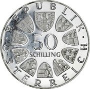 Austria 50 Schilling 100th Anniversary - Birth of Dr. Theodor Korner President 1973 Proof KM# 2917 · REPUBLIK · 50 SCHILLING ÖSTERREICH coin obverse Austria 50 Schilling 100th Anniversary - Birth of Dr. Theodor Korner President 1973 Proof KM# 2917 · REPUBLIK · 50 SCHILLING ÖSTERREICH coin obverse