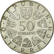 Austria 50 Schilling 100th Anniversary - Institute of Agriculture 1972 KM# 2914 · REPUBLIK · 50 SCHILLING ÖSTERREICH coin obverse Austria 50 Schilling 100th Anniversary - Institute of Agriculture 1972 KM# 2914 · REPUBLIK · 50 SCHILLING ÖSTERREICH coin obverse