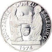 Austria 50 Schilling 1200th Salzburg Cathedral 1974 Proof KM# 2921 1200 JAHRE DOM ZU SALZBURG 1974 coin reverse Austria 50 Schilling 1200th Salzburg Cathedral 1974 Proof KM# 2921 1200 JAHRE DOM ZU SALZBURG 1974 coin reverse