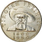 Austria 50 Schilling 150th Anniversary - Liberation of Tyrol 1959 Proof KM# 2888 TIROLER FREIHEIT 1809 1959 coin reverse Austria 50 Schilling 150th Anniversary - Liberation of Tyrol 1959 Proof KM# 2888 TIROLER FREIHEIT 1809 1959 coin reverse