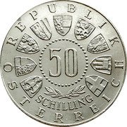 Austria 50 Schilling Winter Olympics in Innsbruck 1964 KM# 2896 · REPUBLIK · 50 SCHILLING ÖSTERREICH coin obverse Austria 50 Schilling Winter Olympics in Innsbruck 1964 KM# 2896 · REPUBLIK · 50 SCHILLING ÖSTERREICH coin obverse