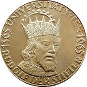 Austria 50 Schilling 600th Anniversary - Vienna University 1965 KM# 2898 1365 UNIVERSITÄT.WIEN 1965 RUDOLF DER STIFTER coin reverse