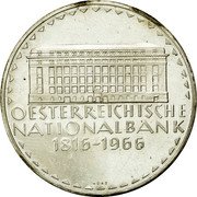 Austria 50 Schilling 150th Anniversary - National Bank 1966 KM# 2900 OESTERREICHISCHE NATIONALBANK 1816 - 1966 coin reverse