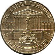 Austria 50 Schilling Republic - 50th Anniversary 1968 Proof KM# 2904.3 50 JAHRE REPVBLIK 1918 1968 coin reverse Austria 50 Schilling Republic - 50th Anniversary 1968 Proof KM# 2904.3 50 JAHRE REPVBLIK 1918 1968 coin reverse
