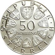 Austria 50 Schilling 450th Anniversary - Death of Maximilian I 1969 KM# 2906 · REPUBLIK · 50 SCHILLING ÖSTERREICH coin obverse Austria 50 Schilling 450th Anniversary - Death of Maximilian I 1969 KM# 2906 · REPUBLIK · 50 SCHILLING ÖSTERREICH coin obverse