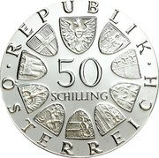 Austria 50 Schilling 50th Anniversary of Austrian Broadcasting 1974 KM# 2922 · REPUBLIK · 50 SCHILLING ÖSTERREICH coin obverse Austria 50 Schilling 50th Anniversary of Austrian Broadcasting 1974 KM# 2922 · REPUBLIK · 50 SCHILLING ÖSTERREICH coin obverse