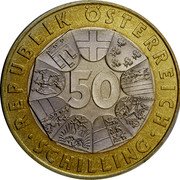 Austria 50 Schilling Centenary - Death of Johann Strauss 1999 KM# 3061 50 SCHILLING REPUBLIK ÖSTERREICH coin obverse Austria 50 Schilling Centenary - Death of Johann Strauss 1999 KM# 3061 50 SCHILLING REPUBLIK ÖSTERREICH coin obverse